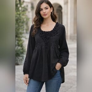 Ravel Black Peasant Blouse sz. L